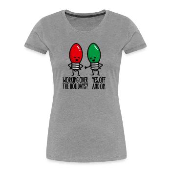 Funny Christmas Lights Working at Christmas - Women's Premium Organic T-Shirt - heather grey - Front - Mia (176cm)