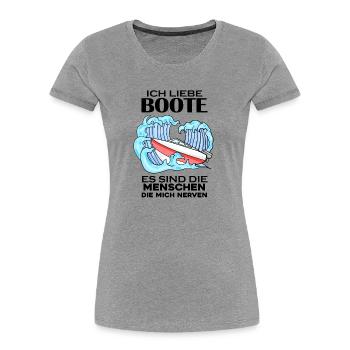 Motorboot Kapitän Bootsführerschein - Frauen Premium Bio T-Shirt - Grau meliert - Vorne - Mia (176cm)