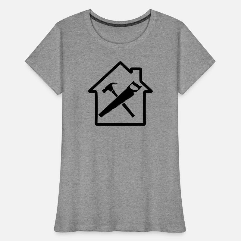 Construction de maison à logo d’outil de charpentier T-shirt bio Premium Femme