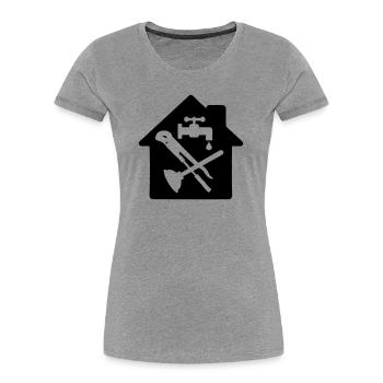 Tool logo plumber in cottage - Women's Premium Organic T-Shirt - heather grey - Front - Mia (176cm)