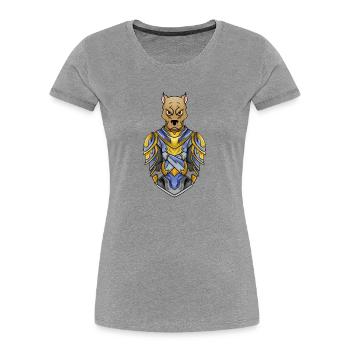 Knight Dog in Medieval Armor - Women's Premium Organic T-Shirt - heather grey - Front - Mia (176cm)