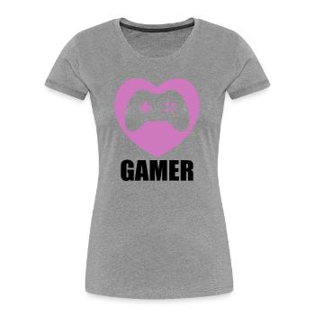 Joueur - T-shirt bio Premium Femme - gris chiné - Devant - Mia (176cm)
