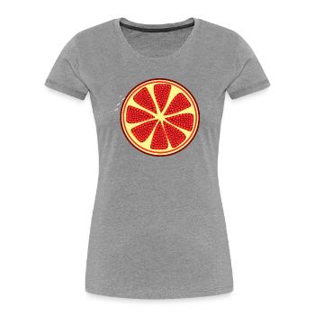 Granatapfel Apfel Frucht rot rote Früchte vegan - Frauen Premium Bio T-Shirt - Grau meliert - Vorne - Mia (176cm)
