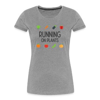 Running On Plants - Women's Premium Organic T-Shirt - heather grey - Front - Mia (176cm)
