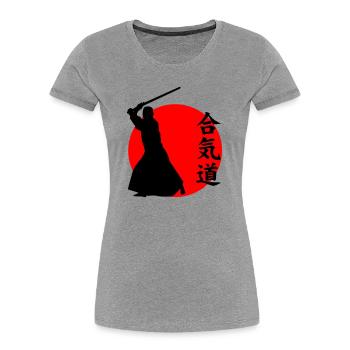 Aikido - Frauen Premium Bio T-Shirt - Grau meliert - Vorne - Mia (176cm)