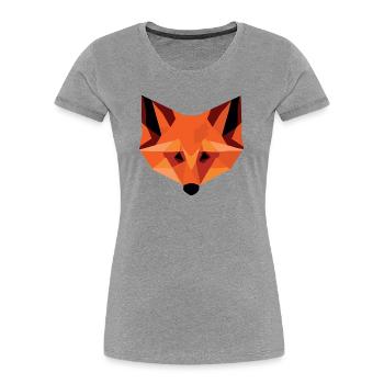 Geometrischer Fuchskopf | Modernes Low-Poly-Tier - Frauen Premium Bio T-Shirt - Grau meliert - Vorne - Mia (176cm)