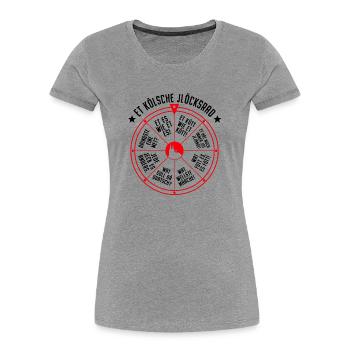 Köln Glücksrad Et Kölsche Jlöcksrad Et Kütt Kölner - Frauen Premium Bio T-Shirt - Grau meliert - Vorne - Mia (176cm)