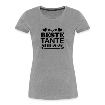 Beste Tante seit 2022 - Frauen Premium Bio T-Shirt - Grau meliert - Vorne - Mia (176cm)