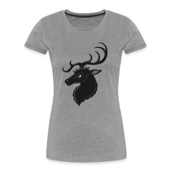 Hirsch portrait - Frauen Premium Bio T-Shirt - Grau meliert - Vorne - Mia (176cm)
