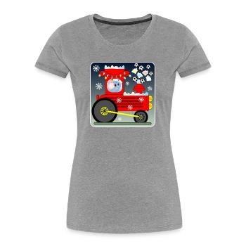 Fußball Lokomotive MAUS - Frauen Premium Bio T-Shirt - Grau meliert - Vorne - Mia (176cm)