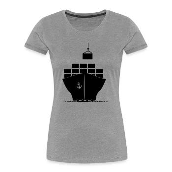 Bateau porte-conteneurs maritime avec chargement de grue - T-shirt bio Premium Femme - gris chiné - Devant - Mia (176cm)