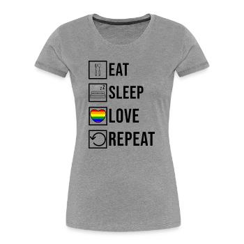 Lgbt Heart Rainbow Lesbian Love Gay Statement - Women's Premium Organic T-Shirt - heather grey - Front - Mia (176cm)