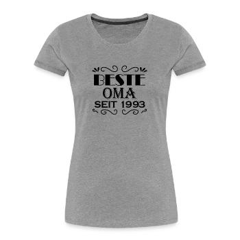 Beste Oma seit 1993 - Geschenk für die beste Oma - Frauen Premium Bio T-Shirt - Grau meliert - Vorne - Mia (176cm)