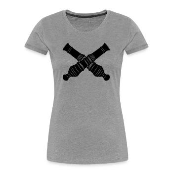 Zwei Kanonenrohre gekreuzt - Frauen Premium Bio T-Shirt - Grau meliert - Vorne - Mia (176cm)