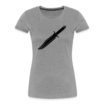 Rambo Messer lang - Frauen Premium Bio T-Shirt - Grau meliert - Vorne - Mia (176cm)