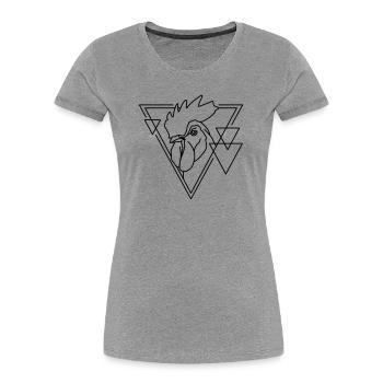 Hahn in geometrischer Form - Line-Art-Design - Frauen Premium Bio T-Shirt - Grau meliert - Vorne - Mia (176cm)