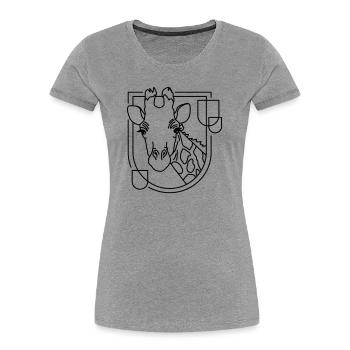 Giraffe in geometrischer Form - Line-Art-Design - Frauen Premium Bio T-Shirt - Grau meliert - Vorne - Mia (176cm)