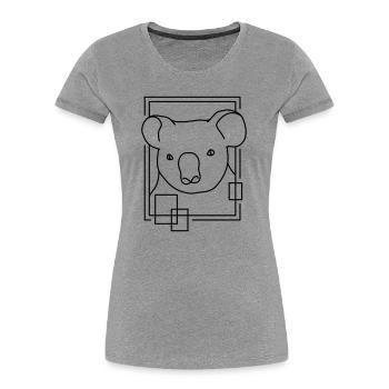 Koala in geometrischer Form - Line-Art-Design - Frauen Premium Bio T-Shirt - Grau meliert - Vorne - Mia (176cm)
