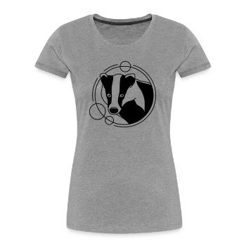 Dachs in geometrischer Form - Line-Art-Design - Frauen Premium Bio T-Shirt - Grau meliert - Vorne - Mia (176cm)
