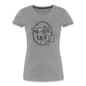 Stier in geometrischer Form - Line-Art-Design - Frauen Premium Bio T-Shirt - Grau meliert - Vorne - Mia (176cm)