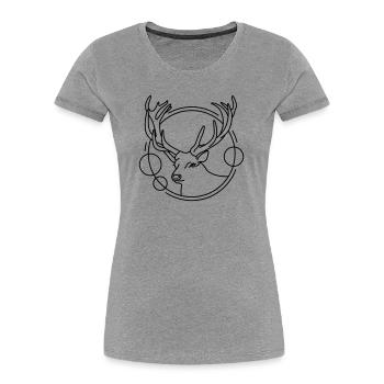 Hirsch in geometrischer Form - Line-Art-Design - Frauen Premium Bio T-Shirt - Grau meliert - Vorne - Mia (176cm)
