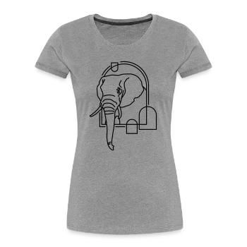 Elefant in geometrischer Form - Line-Art-Design - Frauen Premium Bio T-Shirt - Grau meliert - Vorne - Mia (176cm)