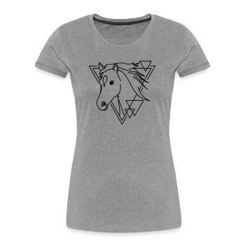 Pferd in geometrischer Form - Line-Art-Design - Frauen Premium Bio T-Shirt - Grau meliert - Vorne - Mia (176cm)