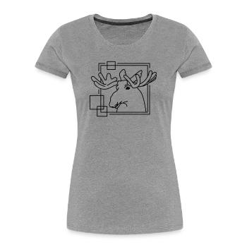 Elch in geometrischer Form - Line-Art-Design - Frauen Premium Bio T-Shirt - Grau meliert - Vorne - Mia (176cm)