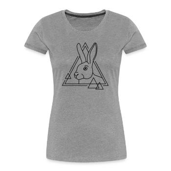 Hase in geometrischer Form - Line-Art-Design - Frauen Premium Bio T-Shirt - Grau meliert - Vorne - Mia (176cm)