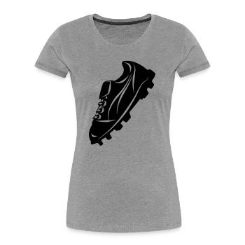 Fußballschuh transparente Schattenfigur - Frauen Premium Bio T-Shirt - Grau meliert - Vorne - Mia (176cm)