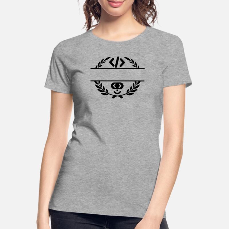 Code-Logo und Code-Smiley im Lorbeerkranz Frauen Premium Bio T-Shirt