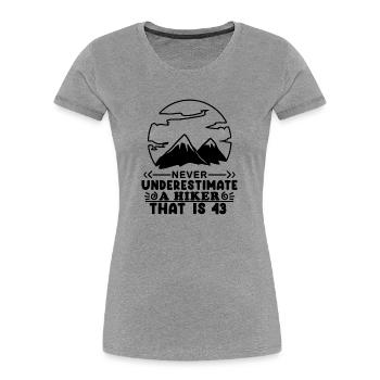 Berg Wanderer 43. Geburtstag 43 Jahre alt Geschenk - Frauen Premium Bio T-Shirt - Grau meliert - Vorne - Mia (176cm)