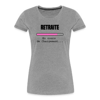 Retraite en cours de chargement - T-shirt bio Premium Femme - gris chiné - Devant - Mia (176cm)