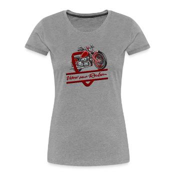 Live to Ride Vintage Motorcycle - Women's Premium Organic T-Shirt - heather grey - Front - Mia (176cm)