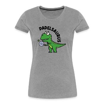 Dinosaurier Padel Spieler Schläger Ball Spruch - Frauen Premium Bio T-Shirt - Grau meliert - Vorne - Mia (176cm)