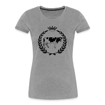 Kuhkronen-Lorbeerkranz - Frauen Premium Bio T-Shirt - Grau meliert - Vorne - Mia (176cm)