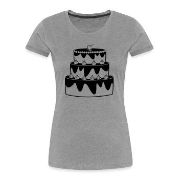 Birthday cake shadow image - Women's Premium Organic T-Shirt - heather grey - Front - Mia (176cm)