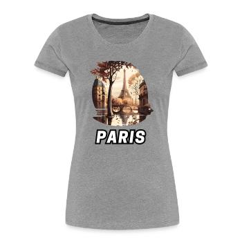 Paris - T-shirt bio Premium Femme - gris chiné - Devant - Mia (176cm)