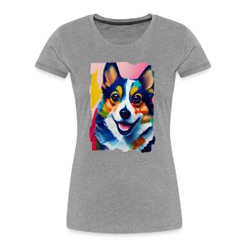Porträt des Hunde-Corgis - Frauen Premium Bio T-Shirt - Grau meliert - Vorne - Mia (176cm)