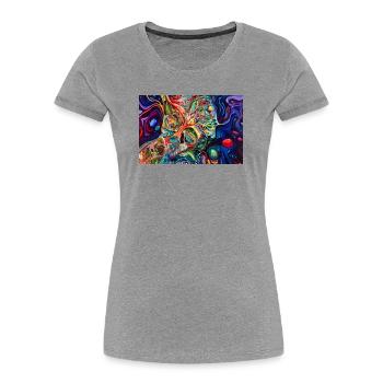 Chromatic Skull Fluid Art - Women's Premium Organic T-Shirt - heather grey - Front - Mia (176cm)