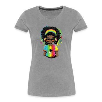 Bright reggae sweater with rainbow design - Women's Premium Organic T-Shirt - heather grey - Front - Mia (176cm)