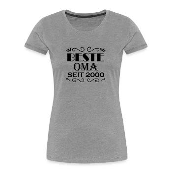 Beste Oma seit 2000 - Oma Geschenk - Frauen Premium Bio T-Shirt - Grau meliert - Vorne - Mia (176cm)