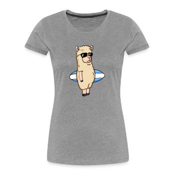 Surfboard Alpaca Surfing - Women's Premium Organic T-Shirt - heather grey - Front - Mia (176cm)
