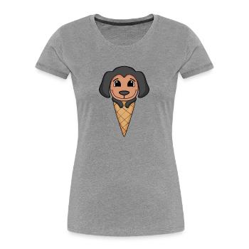 Motif de crème glacée Doberman - T-shirt bio Premium Femme - gris chiné - Devant - Mia (176cm)