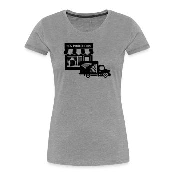 Sonnenschutz-Shop mit LKW-Lieferung - Frauen Premium Bio T-Shirt - Grau meliert - Vorne - Mia (176cm)