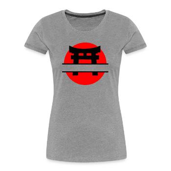 Tori japanisches Tor mit Sonne - Frauen Premium Bio T-Shirt - Grau meliert - Vorne - Mia (176cm)