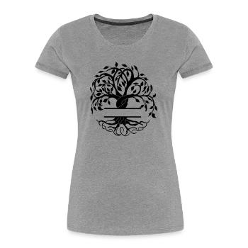 Yggdrasil the tree of life with your name - Women's Premium Organic T-Shirt - heather grey - Front - Mia (176cm)