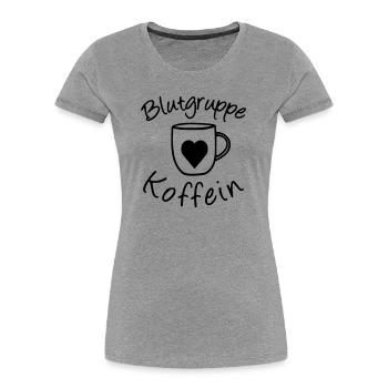 Blutgruppe Koffein - Frauen Premium Bio T-Shirt - Grau meliert - Vorne - Mia (176cm)