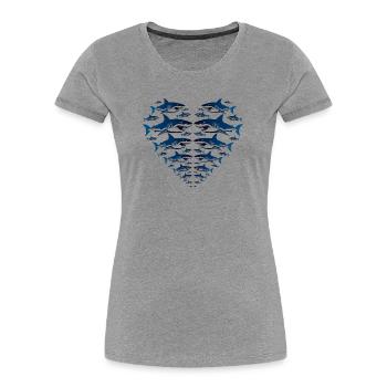 Shark Heart - Frauen Premium Bio T-Shirt - Grau meliert - Vorne - Mia (176cm)