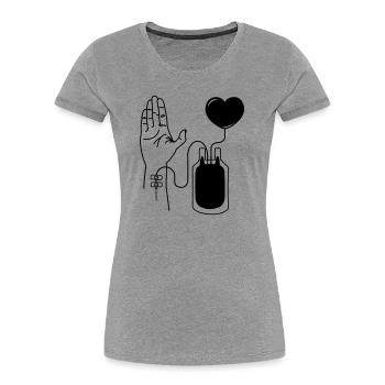 Donner du sang - T-shirt bio Premium Femme - gris chiné - Devant - Mia (176cm)